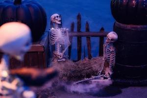 decoração de halloween com esqueletos foto