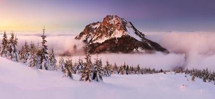 inverno em montanha com pico rochoso - eslováquia