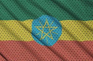 bandeira da etiópia impressa em um tecido de malha de roupas esportivas de nylon de poliéster foto