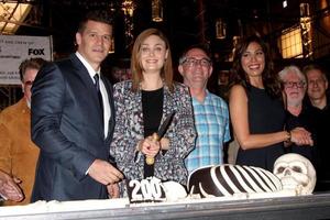 los angeles, 14 de novembro - david boreanaz, emily deschanel no bone 200th show cake celebration no fox studio lot em 14 de novembro de 2014 na cidade do século, ca foto