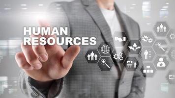conceito de gestão de RH de recursos humanos. pool de recursos humanos, atendimento ao cliente e funcionários. foto