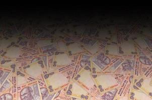 cara de mahatma gandhi na nota de banco indiana dez rúpias. 10 rupias moeda nacional da índia foto