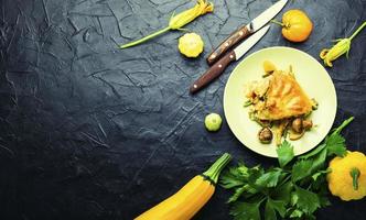 torta caseira com abobrinha e abóbora, espaço para texto foto