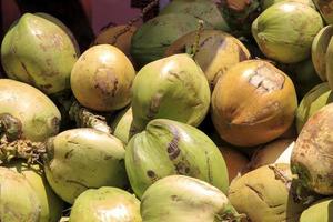 monte de cocos verdes frescos foto