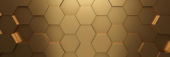 fundo de textura hexagonal ouro futurista. renderização em 3D foto