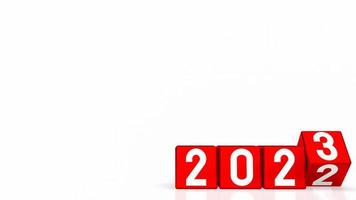 o número de 2023 no cubo vermelho para renderização 3d de ano novo ou conceito de negócios foto