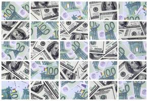 uma colagem de muitas imagens de notas de euro em denominações de 100 e 500 euros no monte foto