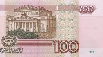 fragmento de conta macro closeup de notas de 100 rublos russos foto