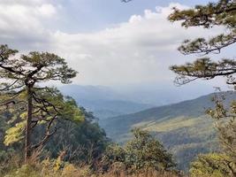 vale da montanha durante o nascer do sol. paisagem natural do verão foto