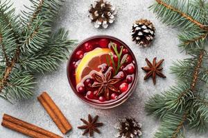 suco de cranberry com limão e açúcar de cana. bebida quente de inverno. foto