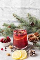 suco de cranberry com limão e açúcar de cana. bebida quente de inverno. foto