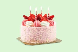 bolo de aniversário de morango foto