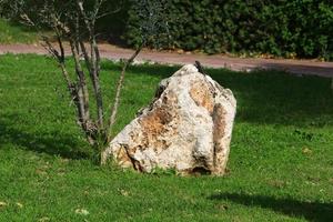 pedras em um parque da cidade à beira-mar no norte de israel foto