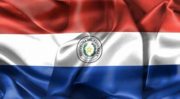 ilustração 3D de uma bandeira do paraguai - bandeira de tecido acenando realista foto