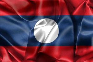 ilustração 3D de uma bandeira do laos - bandeira de tecido acenando realista foto