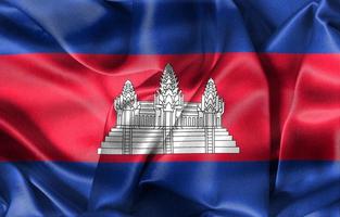 ilustração 3D de uma bandeira do camboja - bandeira de tecido acenando realista foto