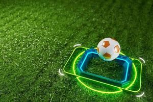 objeto de bolas de futebol, design de bola esportiva, conceito de elemento de futebol, ilustração 3d, tecnologia abstrata de futebol, tela móvel de smartphone, campo de grama verde, esporte online ao vivo, negócio de esporte de cassino foto