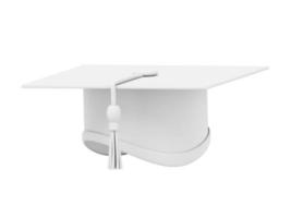 boné de pós-graduação. placa de argamassa para um estudante de uma universidade, escola, faculdade. renderização 3D. ícone branco realista sobre fundo branco foto