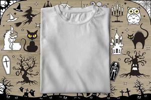 camisa de lã de algodão de halloween branco moletom de manga longa moda esboço plano modelo de ilustração vetorial pro vector foto