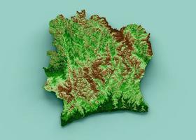 mapa topográfico da costa do marfim 3d mapa realista cor ilustração 3d foto