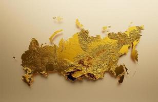 mapa da rússia ilustração 3d de fundo de mapa de altura de cor de metal dourado foto