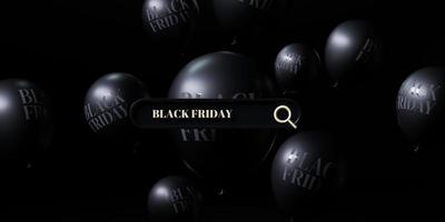 Fundo de venda de sexta-feira negra de renderização 3D. banner, pôster, pódio em fundo preto. foto