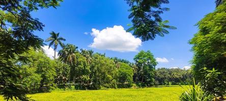 fundo de visão clara do céu de cor azul com nuvem atrás do sol foto