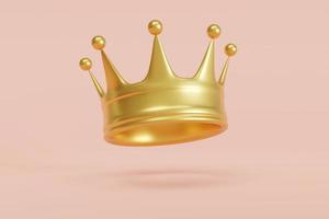 a coroa dourada é um símbolo de liderança. em um fundo rosa. renderização em 3D foto