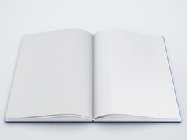 livro aberto com páginas brancas 3d foto
