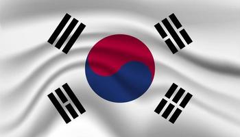 fechar a bandeira nacional da coreia acenando ilustração vetorial realista foto