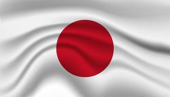 fechar a bandeira nacional do japão acenando ilustração vetorial realista foto