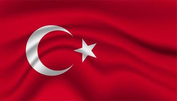 fechar a bandeira nacional da turquia acenando ilustração vetorial realista foto