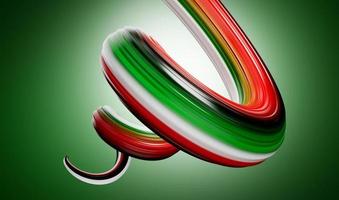 espiral abstrata das cores da bandeira da palestina, pincelada 3d ilustração 3d foto