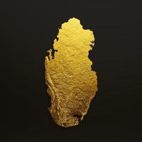 mapa do qatar ilustração 3d de fundo de mapa de altura de cor de metal dourado foto