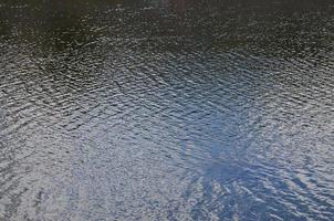 a textura da água escura do rio sob a influência do vento, impressa em perspectiva. imagem horizontal foto