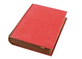 velho livro vermelho isolado sobre branco com traçado de recorte foto