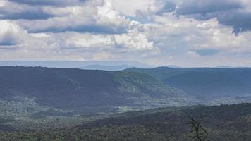 panorama de altas montanhas na tailândia maravilhosa paisagem de estação chuvosa nas montanhas tem todo o céu nuvens e névoa. foto