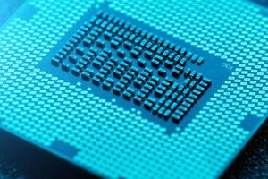 close-up do processador de chip cpu. foco seletivo foto