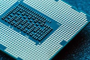 close-up do processador de chip cpu. foco seletivo foto