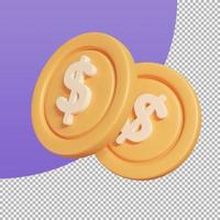 moeda da moeda. lucro em dólar dourado sobre o investimento. Ilustração 3D com traçado de recorte. foto