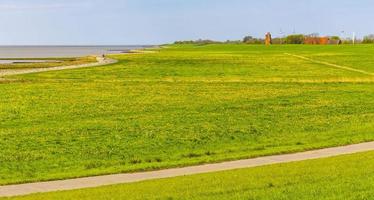 belas costeiras dique paisagem panorama água pedras campos floresta alemanha. foto