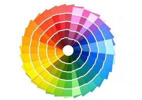 paleta de cartão de cores, amostras para definição de cores. guia de amostras de tintas, catálogo colorido. foto de perto.