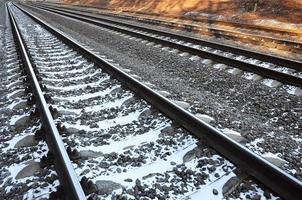 detalhes da ferrovia de inverno foto