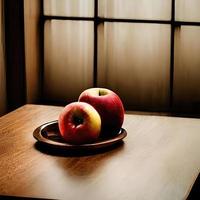 renderização 3d de mesa de frutas foto
