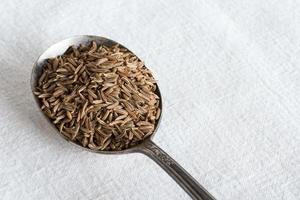 sementes de alcaravia em uma colher foto