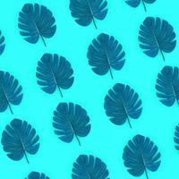 folhas de palmeira tropical monstera encontra-se em um papel colorido pastel. padrão de conceito de verão de natureza. composição plana leiga. vista do topo foto