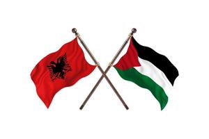 Albânia versus bandeiras palestinas de dois países foto