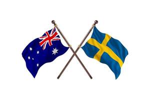 austrália contra a suécia duas bandeiras de país foto