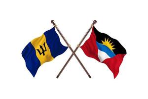 barbados versus antígua e barbuda duas bandeiras do país foto