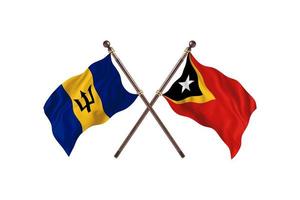 barbados contra timor-leste bandeiras de dois países foto